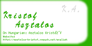 kristof asztalos business card